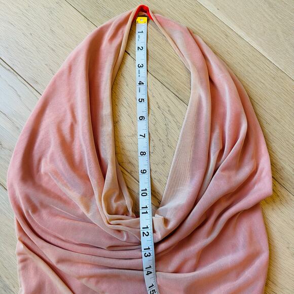 Nicole Paloma Original Hand‑Sewn Raw Edge Mesh Halter Slip Dress – Size S - Picture 4 of 6